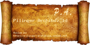 Pilinger Archibáld névjegykártya